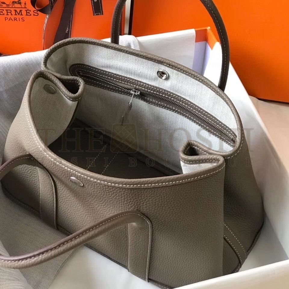 H**me5 Garden Party 30 Bag In Taupe Clemence Leather Master Quality