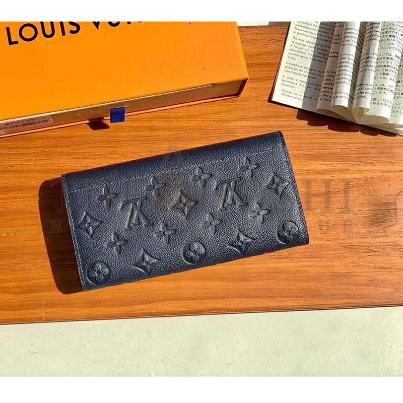 L0vis Vvtt0n LV Women Sarah Wallet Monogram Empreinte Leather-Navy Master Quality