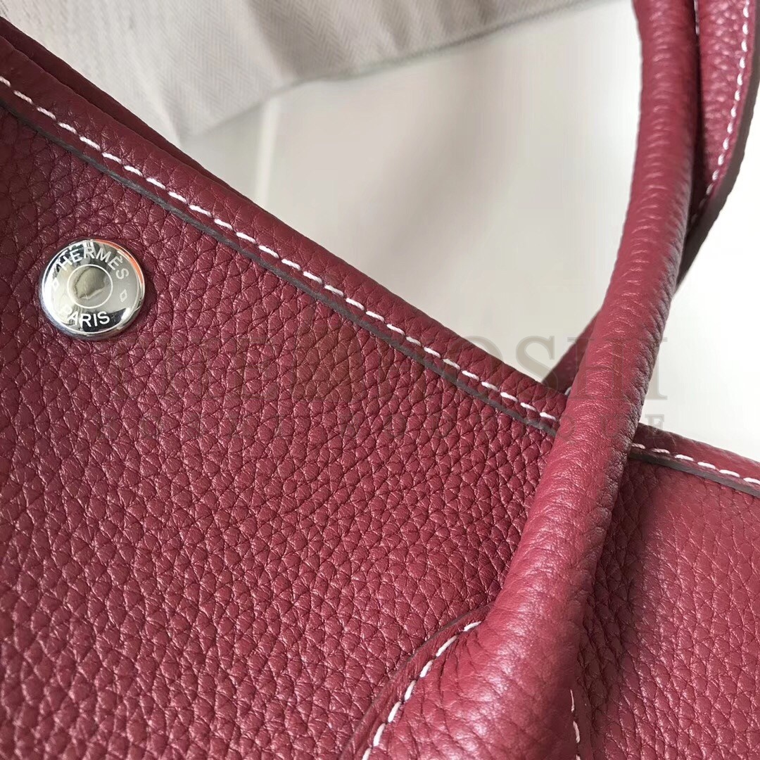 H**me5 Garden Party 30 Bag In Bordeaux Clemence Leather Master Quality