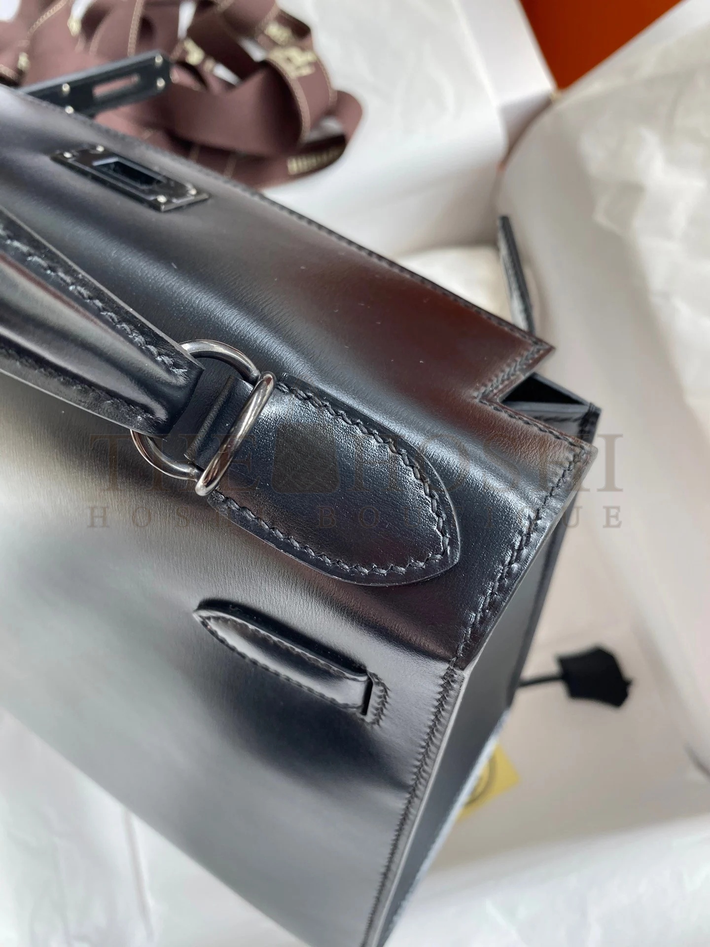 H**me5 Kelly Sellier 28 Handmade Bag In Black Box Calfskin Master Quality