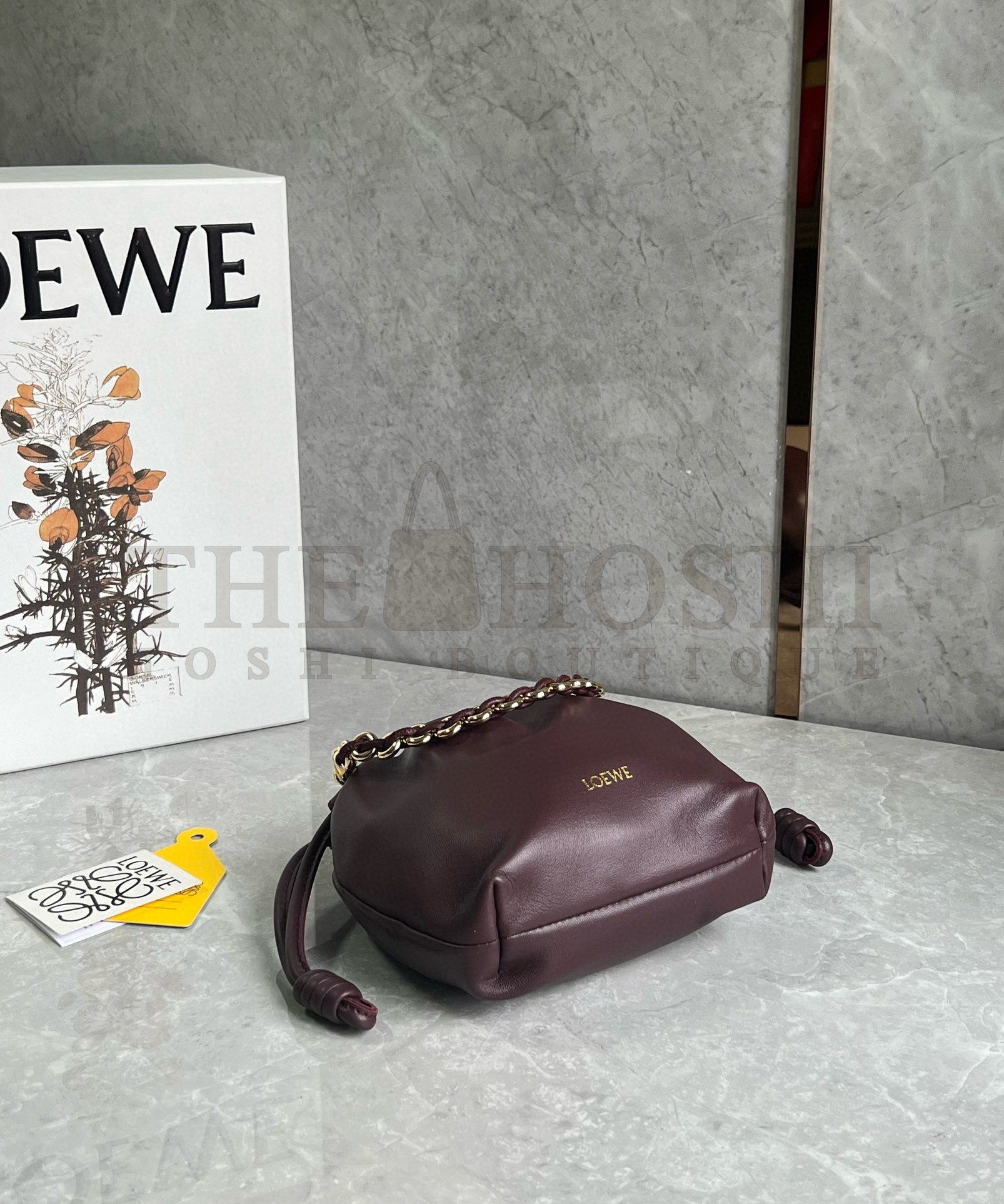 L0ew* Mini Flamenco Purse Bag in Burgundy Nappa Lambskin Master Quality