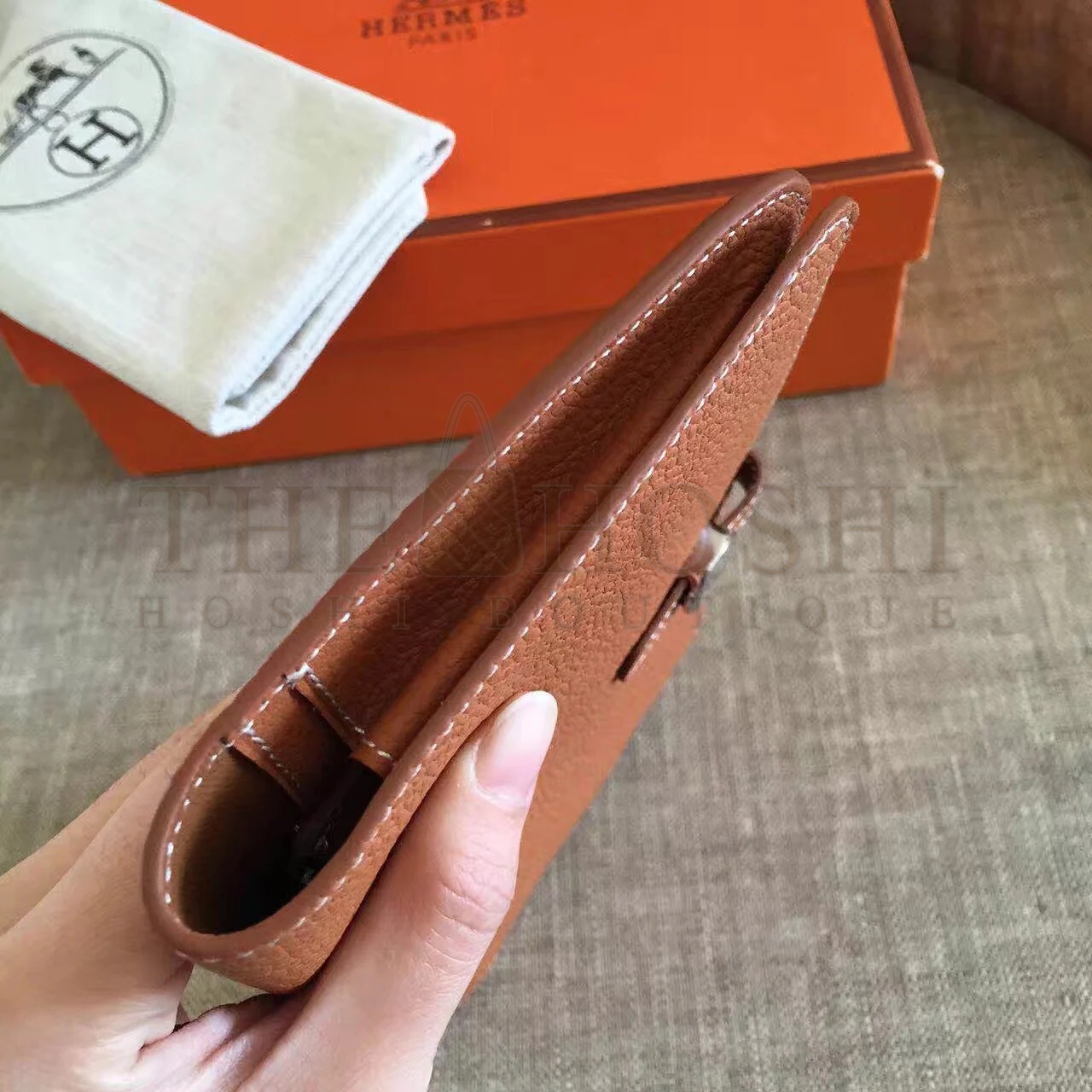 H**me5 Dogon Duo Wallet in Gold Clemence Leather Master Quality