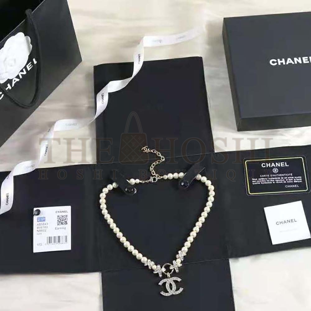 Ch**el Women Pendant Earrings in Metal Glass Pearls &amp; Strass Master Quality