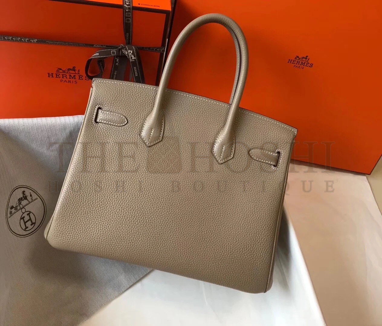 H**me5 Birkin 30 Bag in Gris Tourterelle Clemence Leather with GHW Master Quality