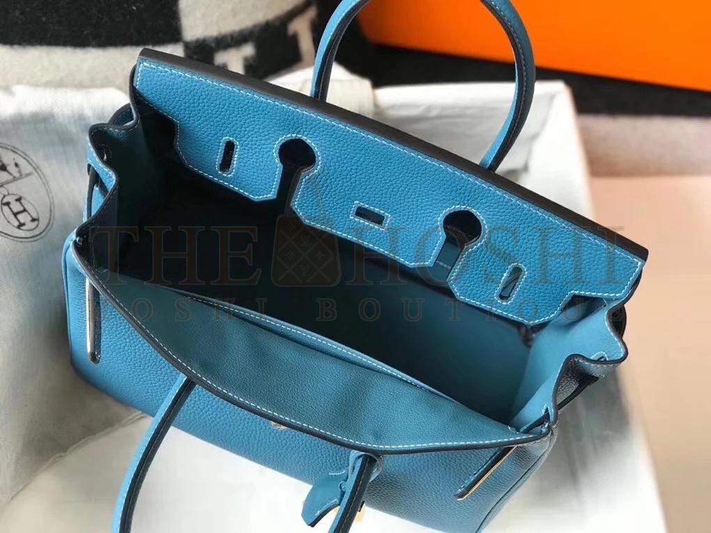 H**me5 Birkin 30 Bag in Blue Jean Clemence Leather with GHW Master Quality