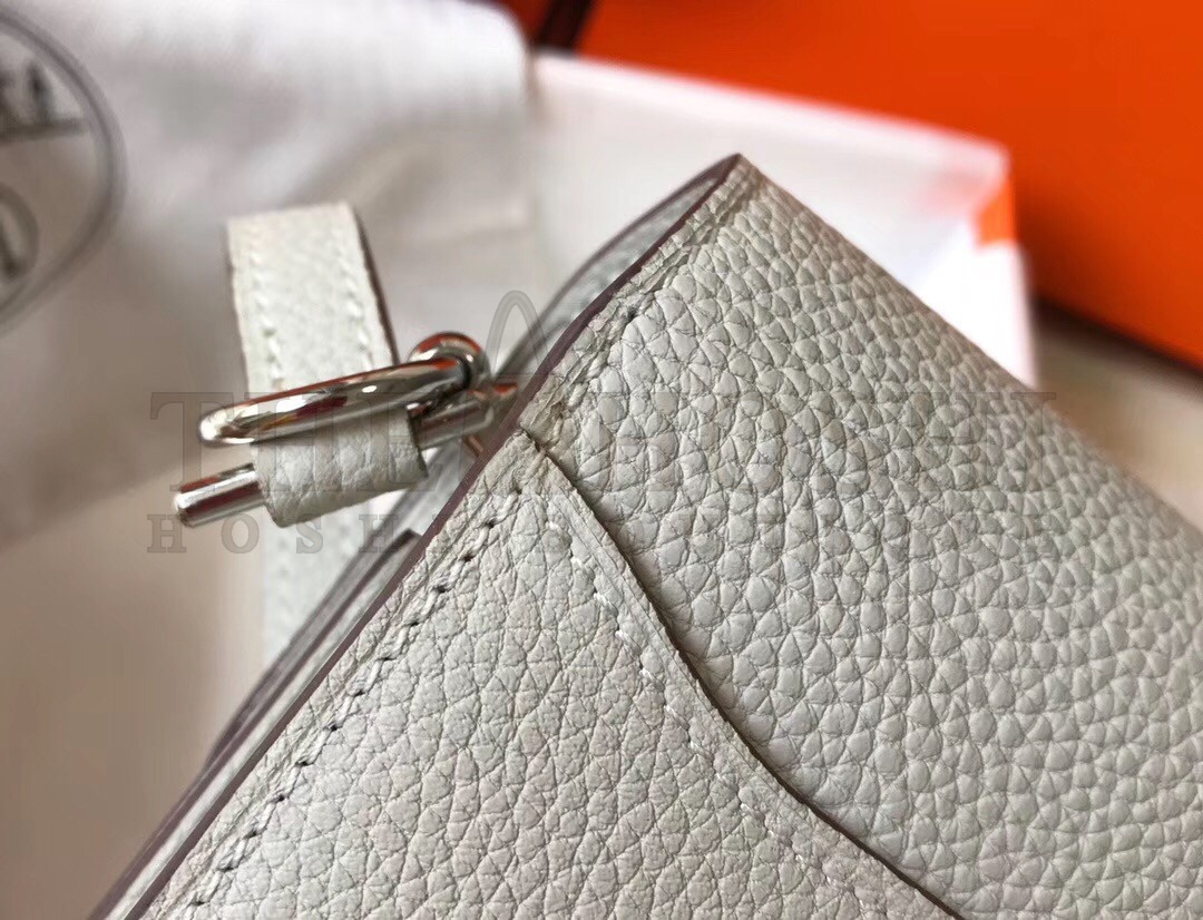 H**me5 Mini Sac Roulis 18cm Bag In Pearl Grey Evercolor Calfskin Master Quality