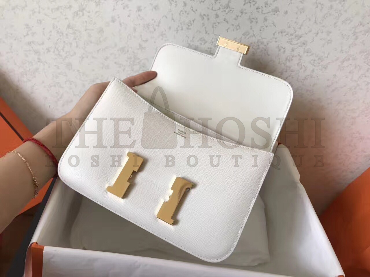 H**me5 Epsom Constance 24cm White Handmade Bag Master Quality