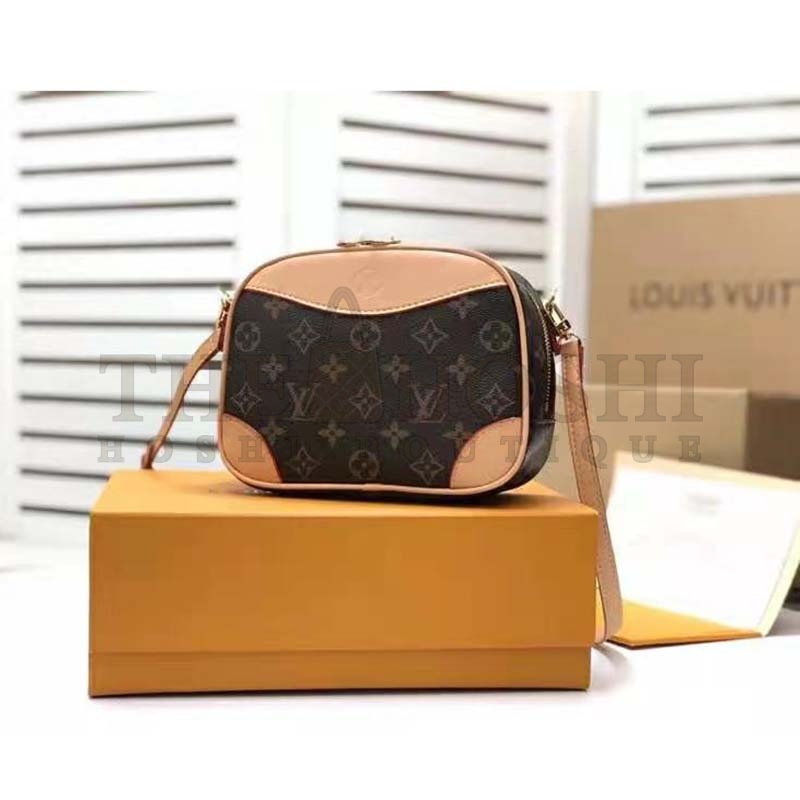 L0vis Vvtt0n LV Women Deauville Mini Handbag Monogram Coated Canvas-Brown Master Quality
