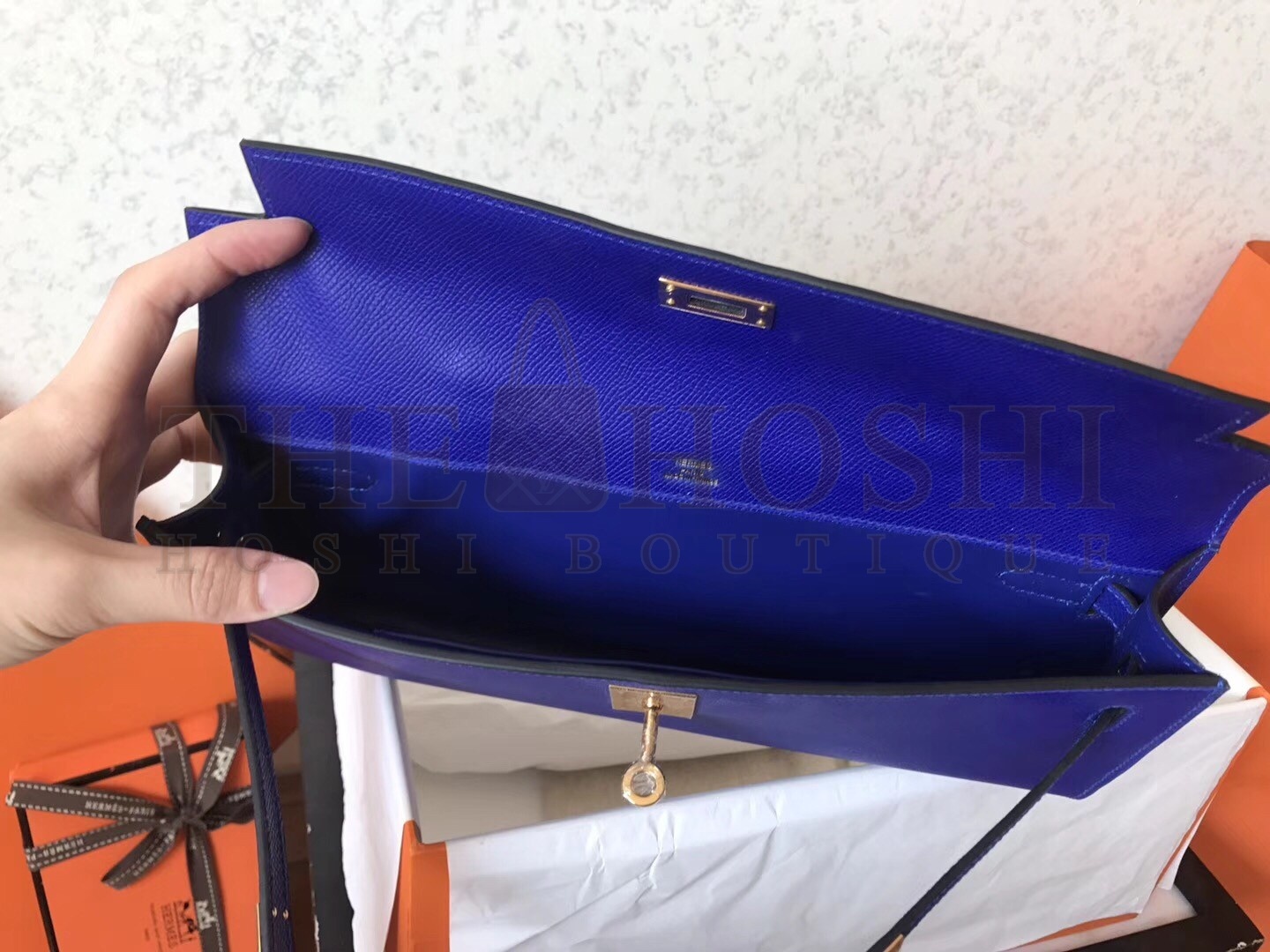 H**me5 Blue Electric Epsom Kelly Cut Handmade Bag Master Quality