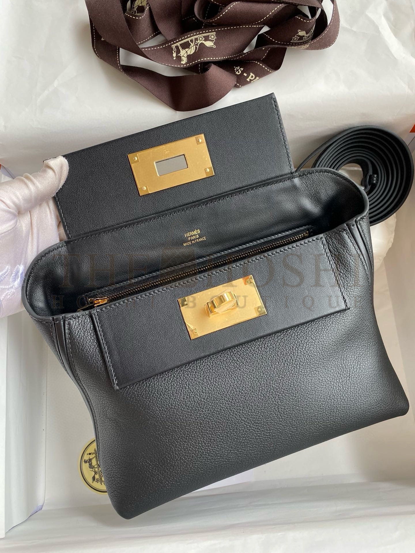 H**me5 24/24 Mini 21 Handmade Bag in Black Evercolor Leather Master Quality