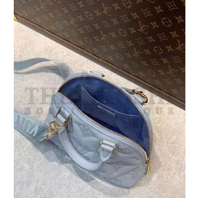L0vis Vvtt0n LV Women Alma BB Handbag Blue Quilted Embroidered Smooth Calf Master Quality