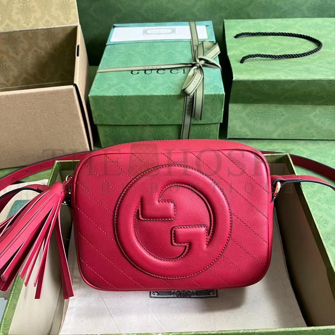 Gvc*1 Women GG Blondie Small Shoulder Bag Red Leather Round Interlocking G Master Quality