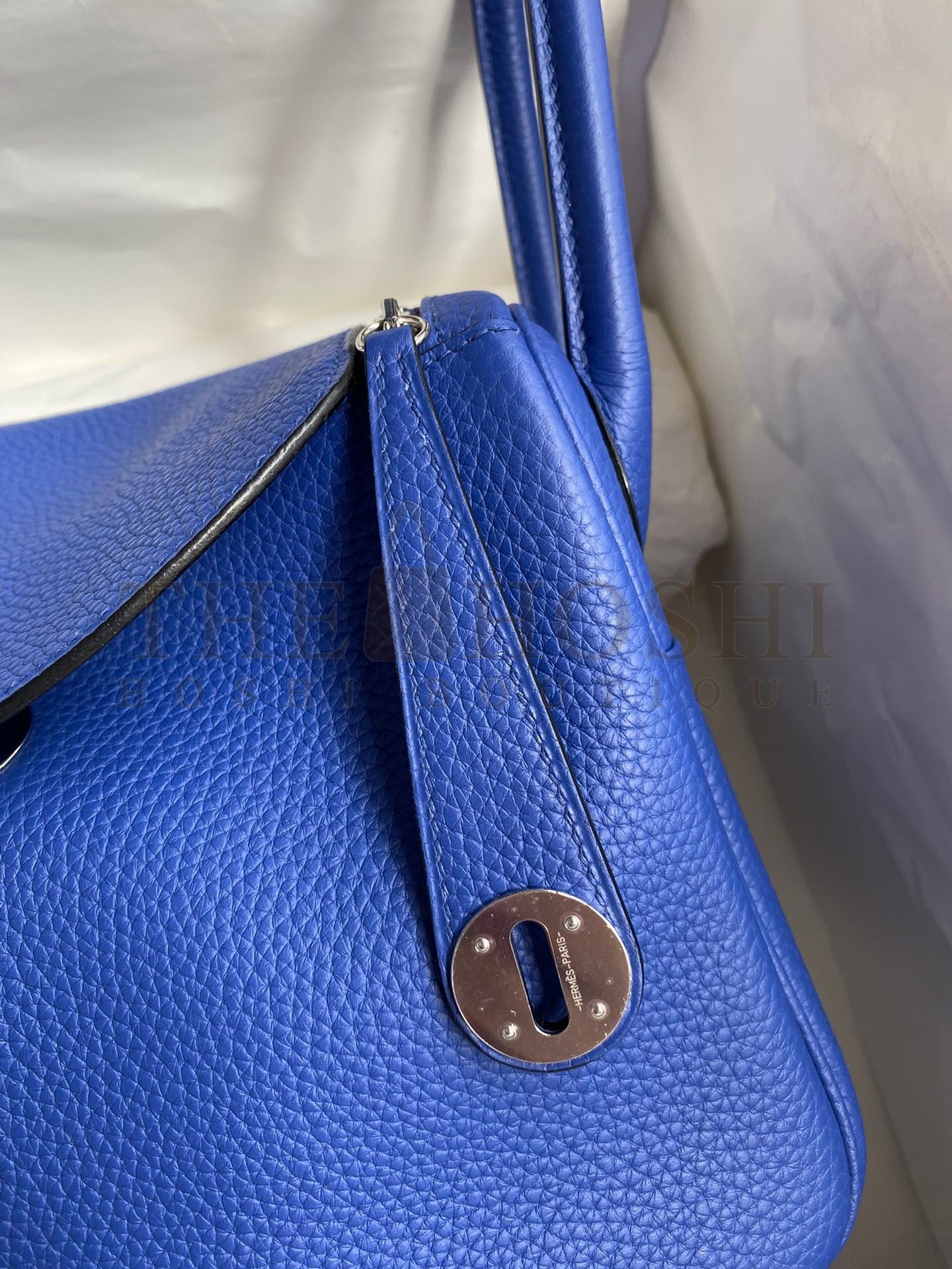 H**me5 Lindy 26 Handmade Bag In Blue Electric Clemence Leather Master Quality