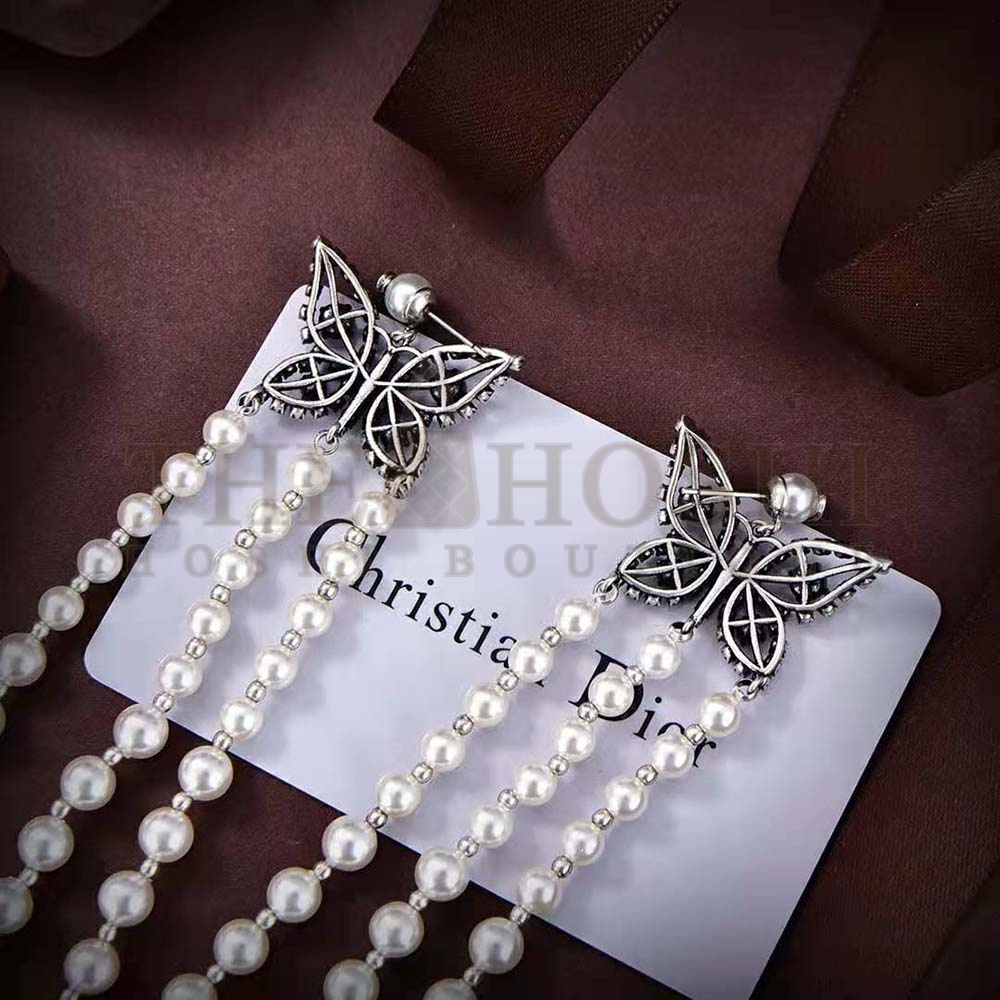 D10r Women Papillon De Nuit Earrings Antique Silver-Finish Metal Master Quality