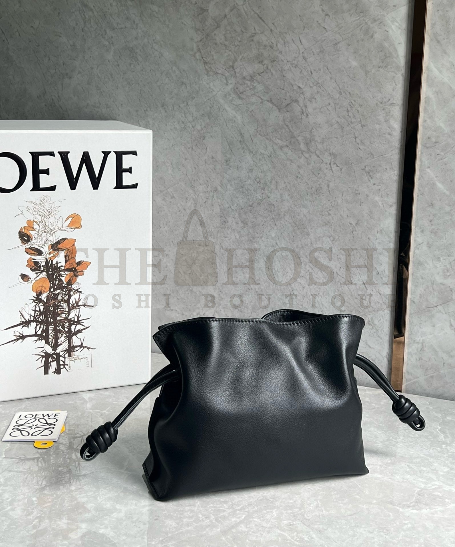 L0ew* Mini Flamenco Clutch Bag in Black Nappa Calfskin Master Quality