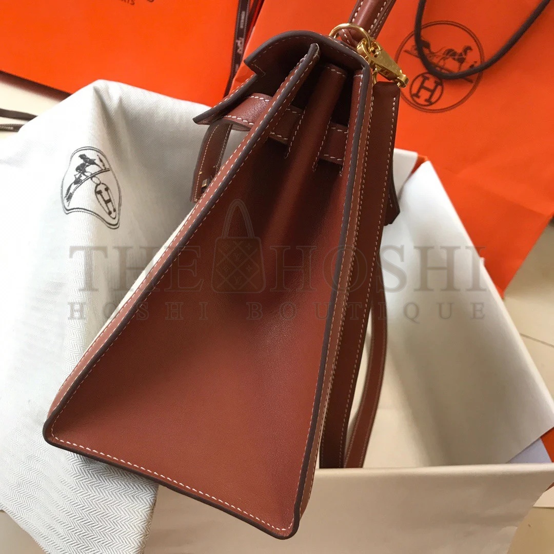 H**me5 Kelly 32cm Bag In Canvas With Barenia Leather Master Quality