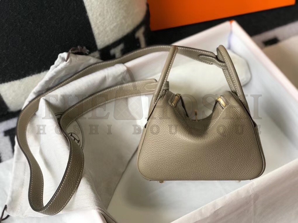 H**me5 Mini Lindy Bag In Gris Tourterelle Clemence Leather Master Quality