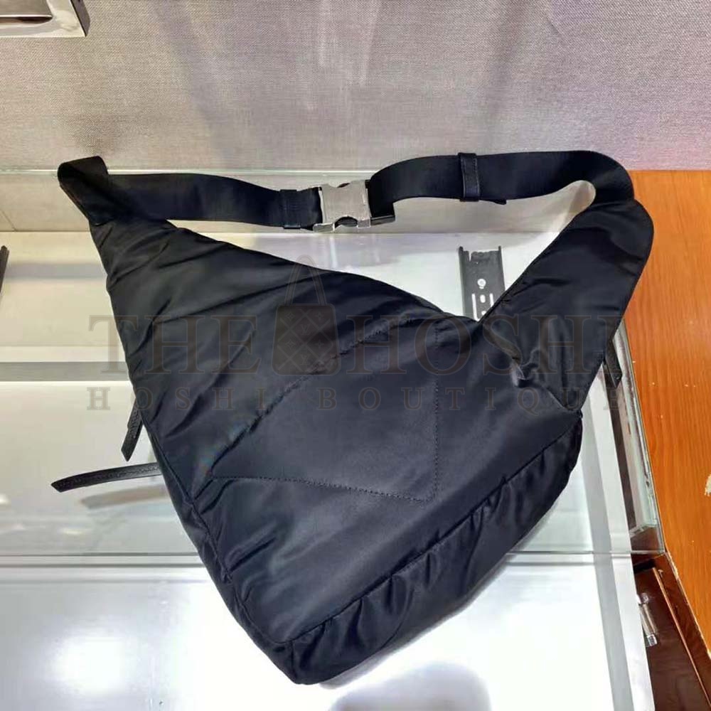Pra*a Unisex Re-Nylon and Leather Backpack-Black Master Quality