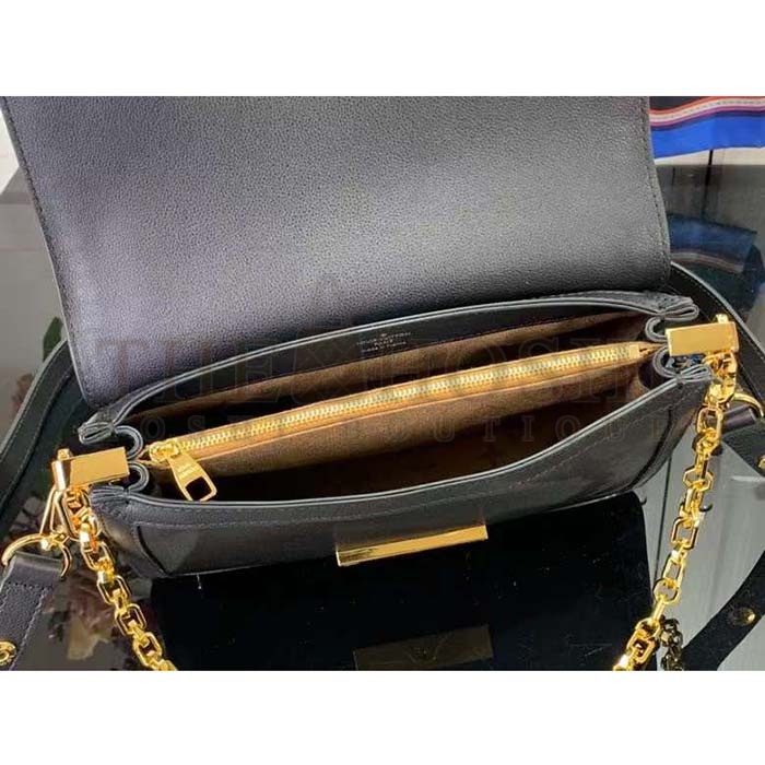 L0vis Vvtt0n LV Women Dauphine Soft MM Handbag Black Calfskin Leather M25209 Master Quality