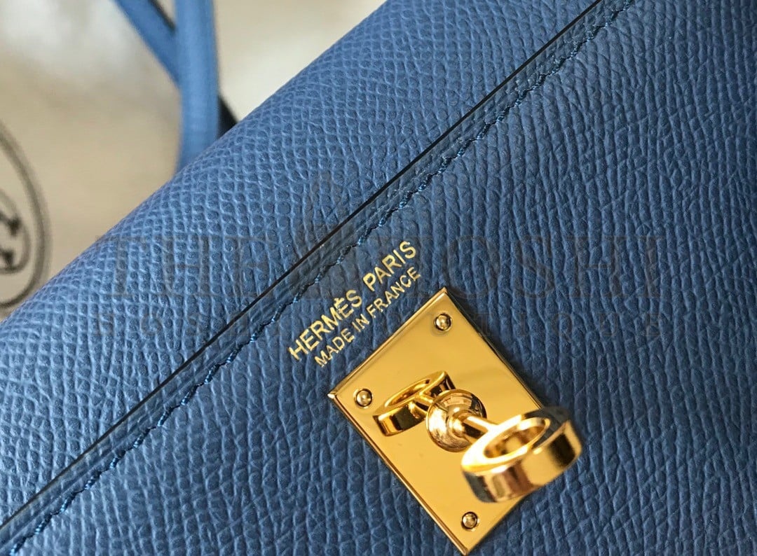 H**me5 Kelly Mini II Sellier Bag In Blue Agate Epsom Leather Master Quality