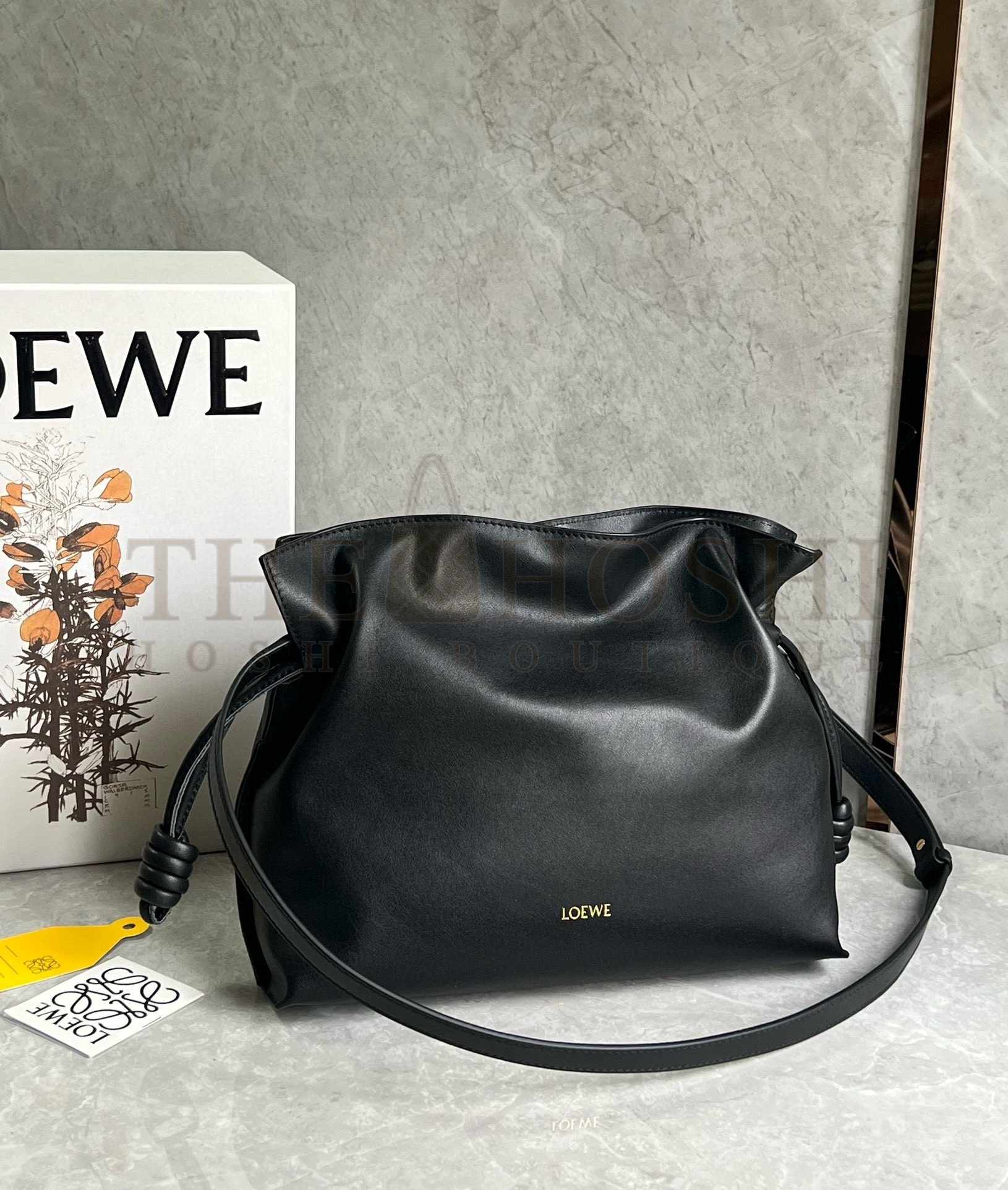 L0ew* Flamenco Clutch Bag in Black Nappa Calfskin Master Quality