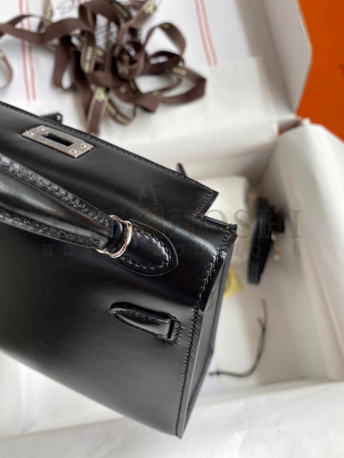H**me5 Kelly Mini II Sellier Handmade Bag In Black Box Calfskin Master Quality