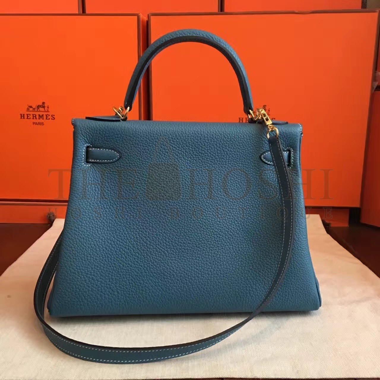 H**me5 Blue Jean Clemence Kelly Retourne 32cm Handmade Bag Master Quality