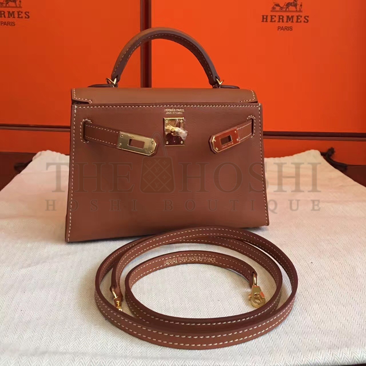H**me5 Gold Swift Kelly Mini II Handmade Bag Master Quality