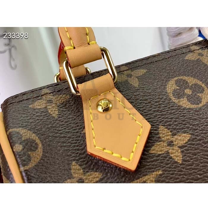 L0vis Vvtt0n LV Women Nano Speedy Bag Pink Monogram Coated Canvas Cowhide Leather Master Quality