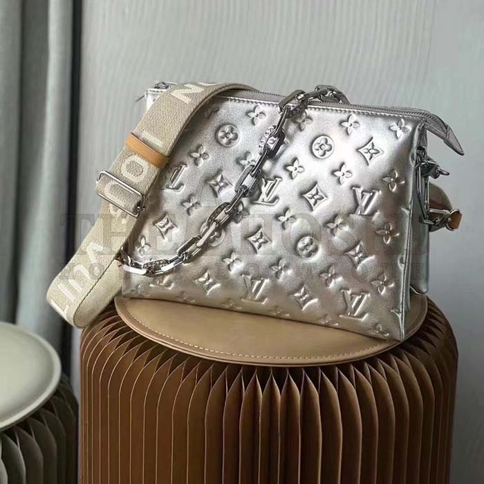 L0vis Vvtt0n LV Women Coussin PM Handbag Silver Lambskin Cowhide Lining Master Quality