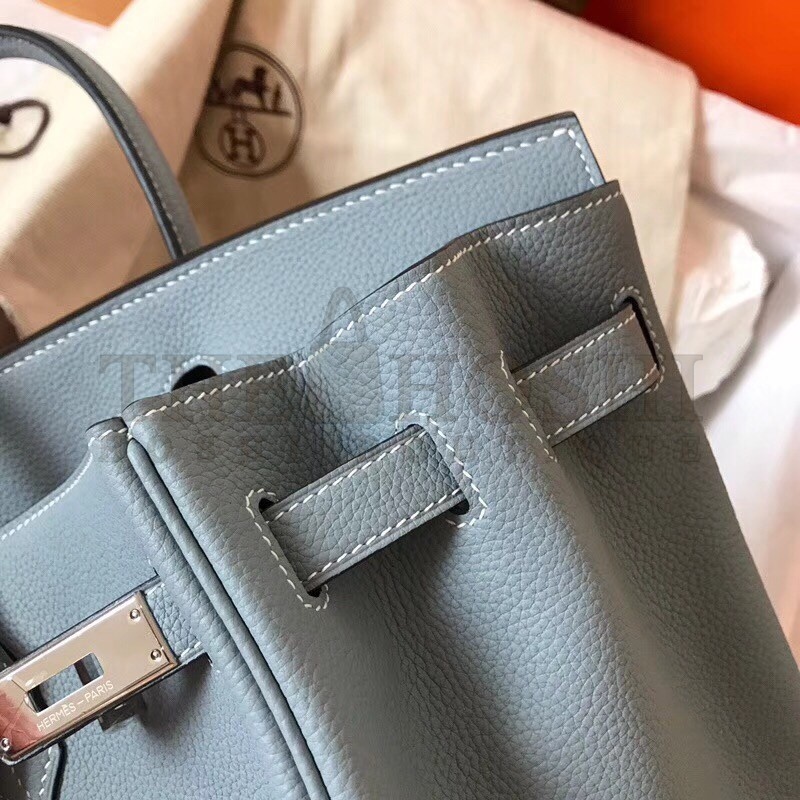 H**me5 Blue Lin Birkin 35cm Clemence Handmade Bag Master Quality