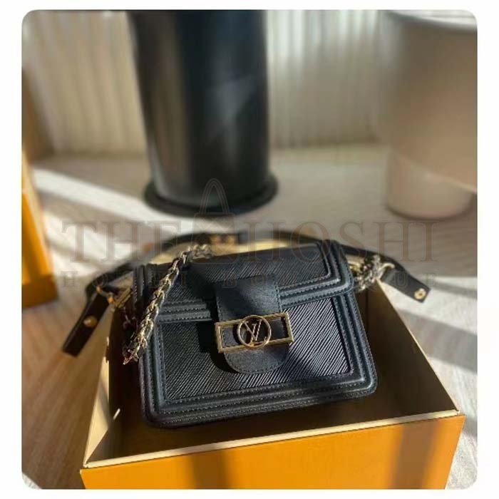 L0vis Vvtt0n LV Women Mini Dauphine Handbag Black Epi Grained Cowhide Leather Microfiber Lining Master Quality
