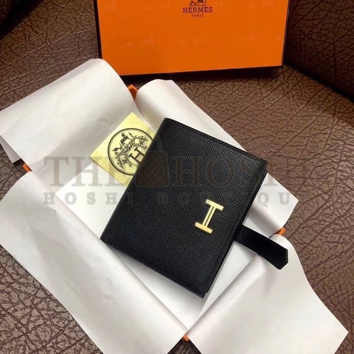 H**me5 Bearn Compact Wallet In Black Epsom Leather Master Quality