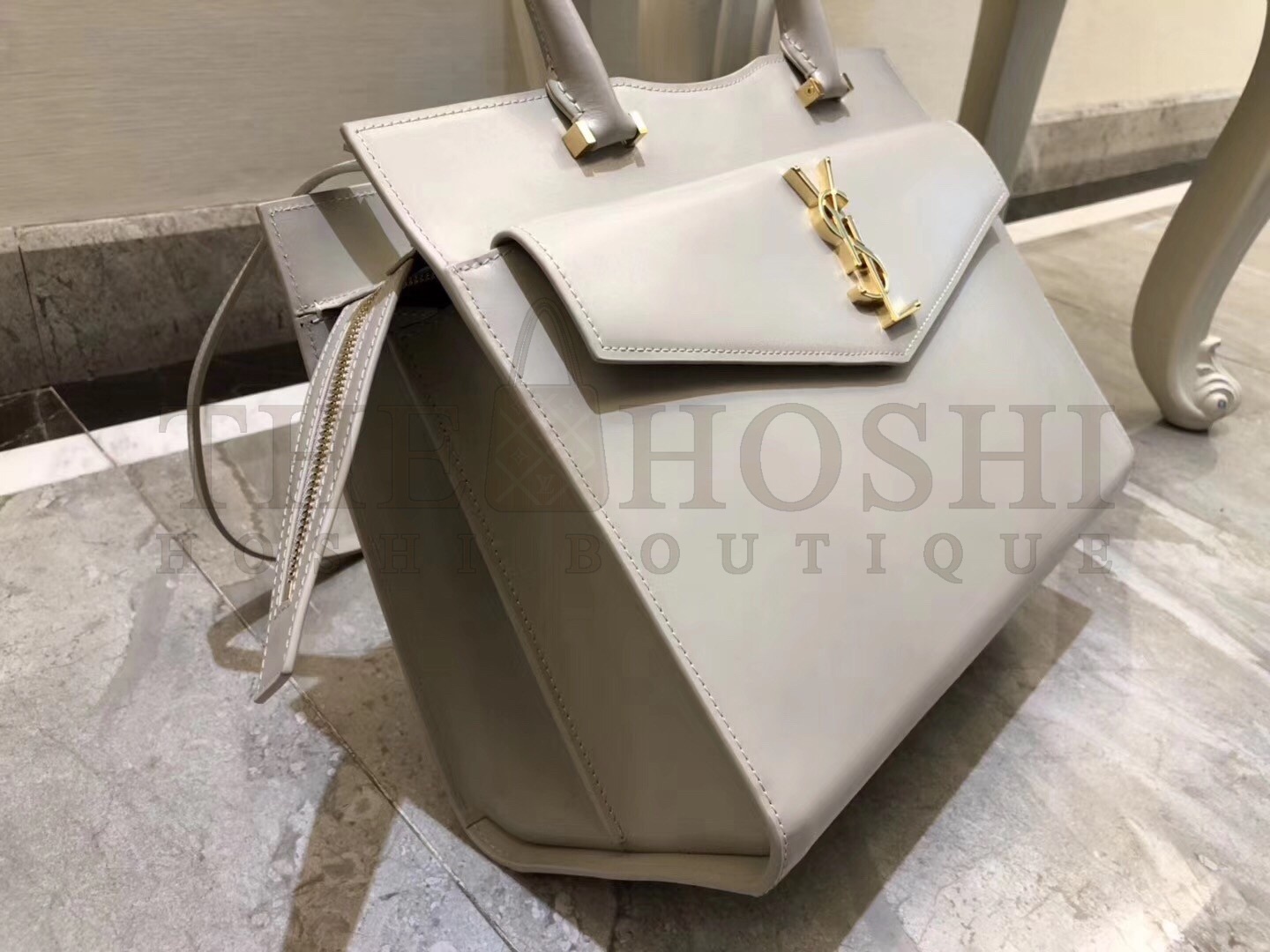 Sa1nt Lau*nt Medium Uptown Tote In Blanc Smooth Leather Master Quality