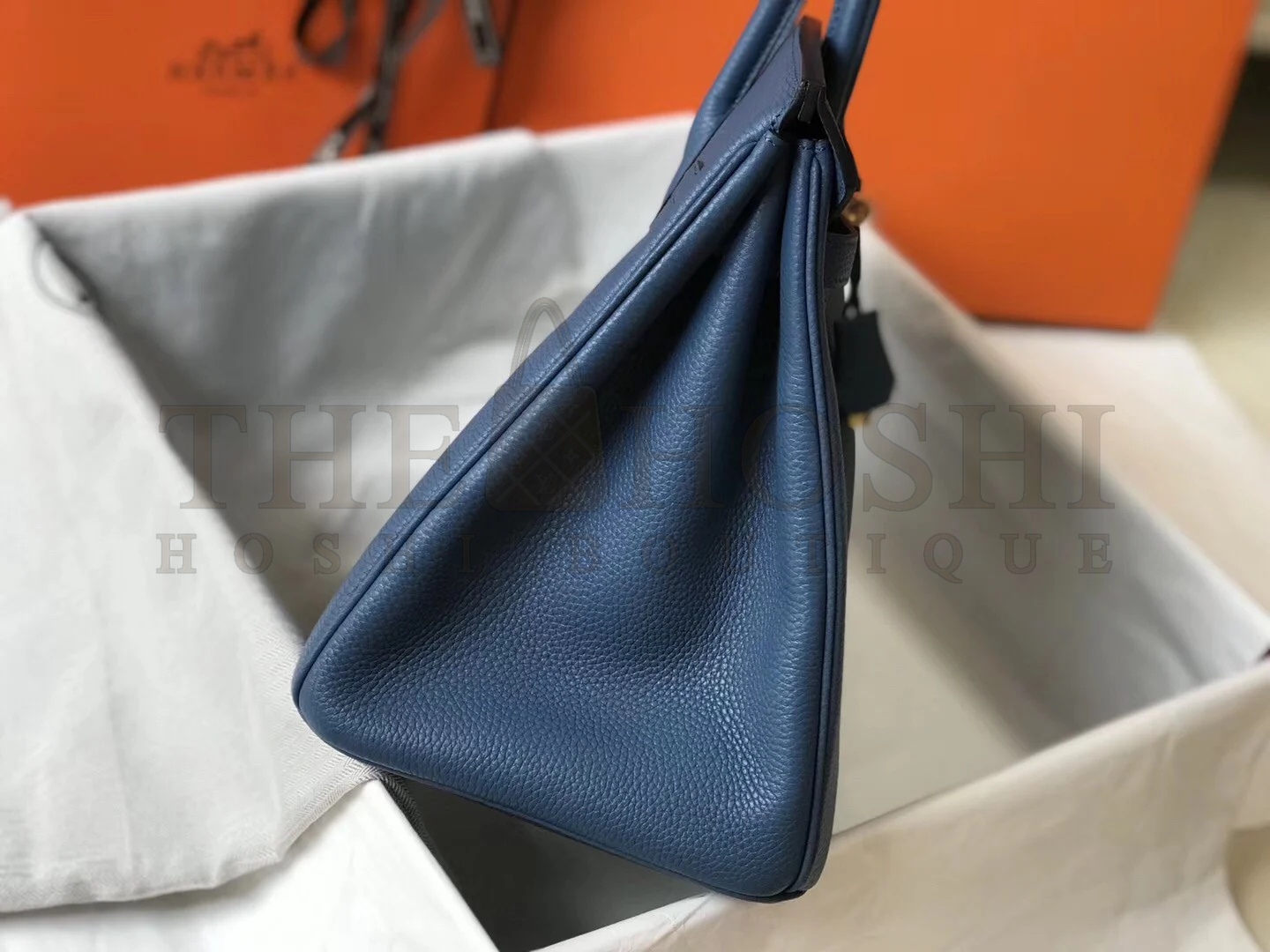 H**me5 Birkin 35 Bag in Blue Agate Clemence Leather with GHW Master Quality
