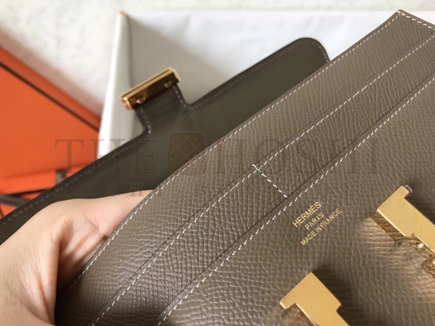 H**me5 Taupe Epsom Constance Long Wallet Master Quality