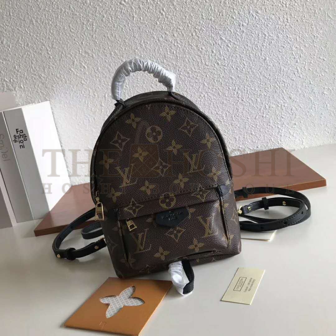 L0vis Vvtt0n LV Unisex Palm Springs Backpack Mini in Monogram Coated Canvas-Brown Master Quality