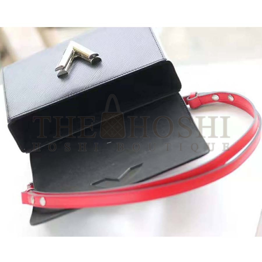 L0vis Vvtt0n LV Women Twist MM LV Love Lock Charms Handbag in Epi Cowhide Leather-Black Master Quality