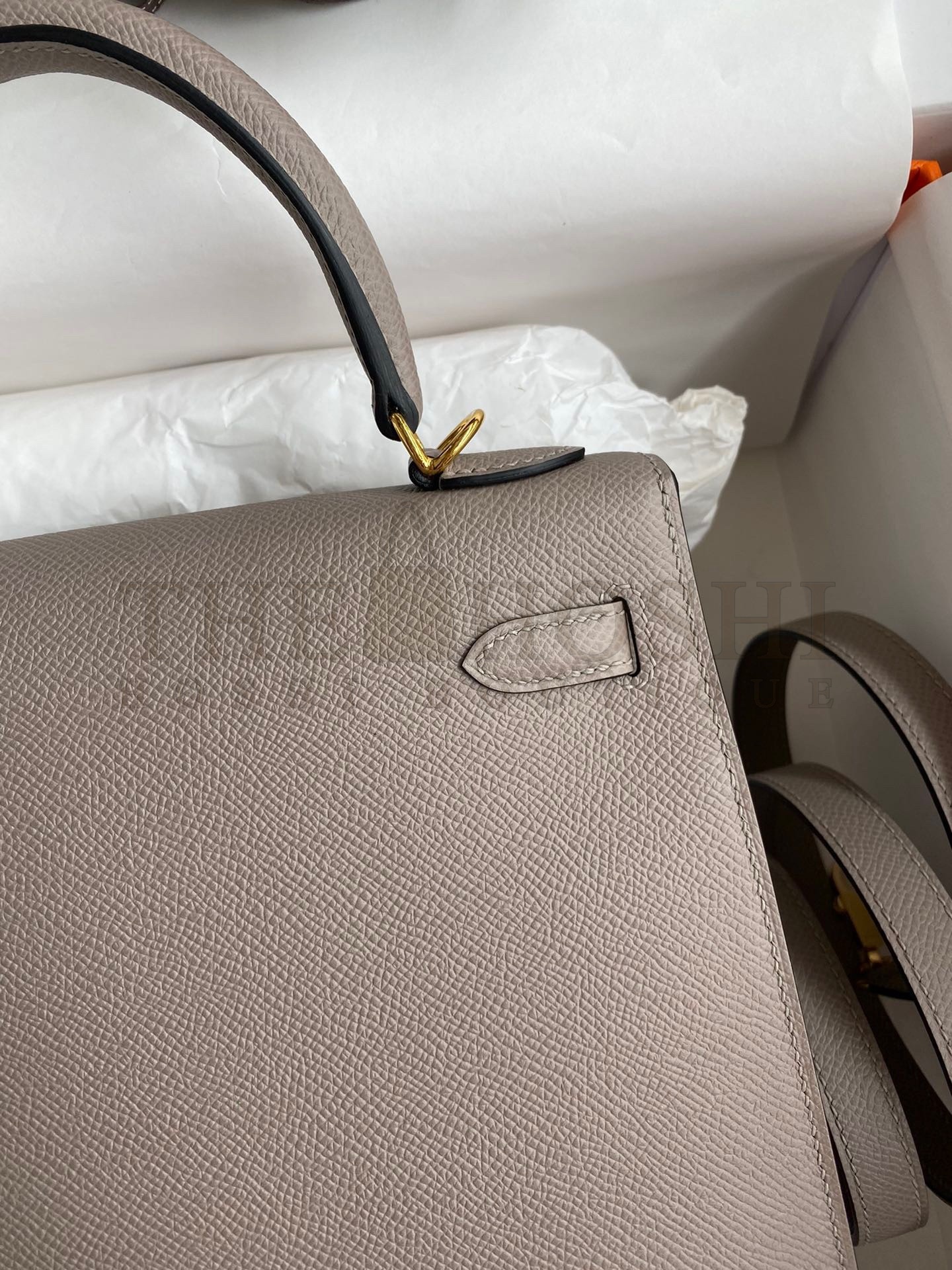 H**me5 Epsom Kelly 25cm Sellier Handmade Grey Bag Master Quality