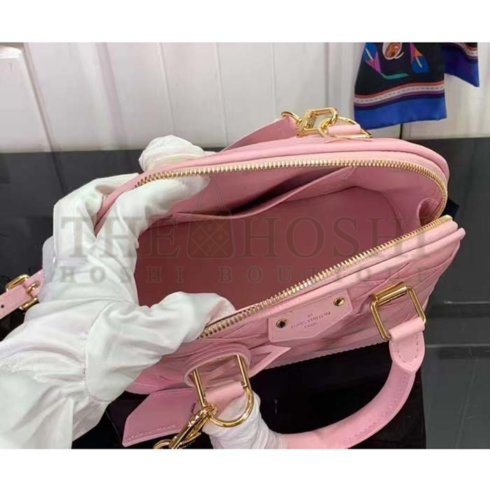 L0vis Vvtt0n LV Women Alma BB Handbag Rosabella Pink Lamb Cowhide Leather Master Quality
