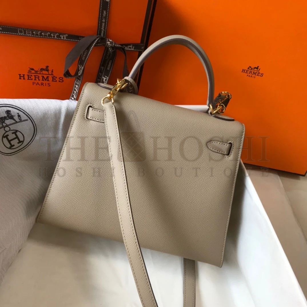 H**me5 Kelly 25cm Sellier Bag in Gris Tourterelle Epsom Calfskin GHW Master Quality