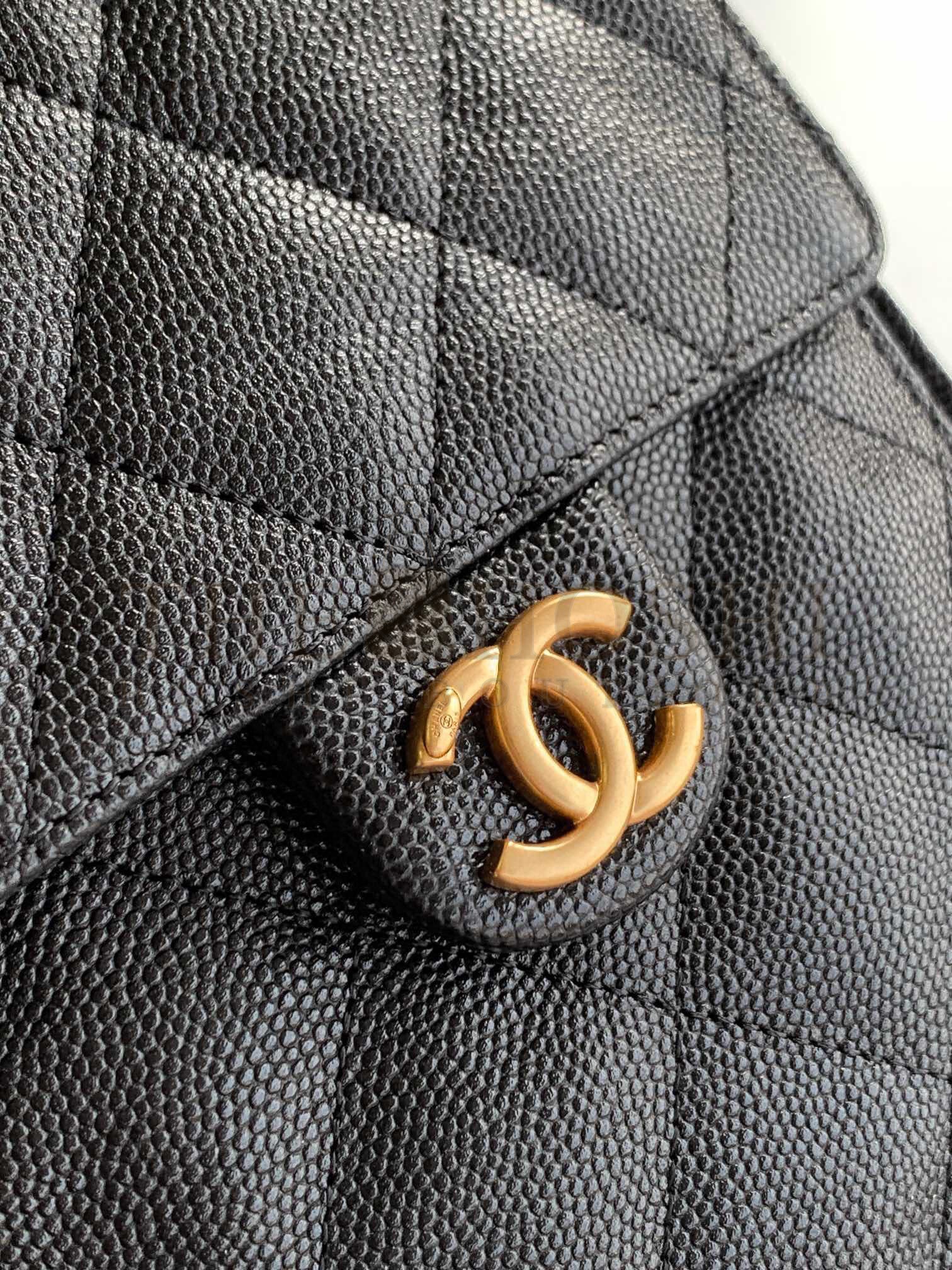 Ch**el 25C AS5631 Hobo Drawstring Bag Black Caviar Leather with Gold Chain 40*15*30CM Master Quality