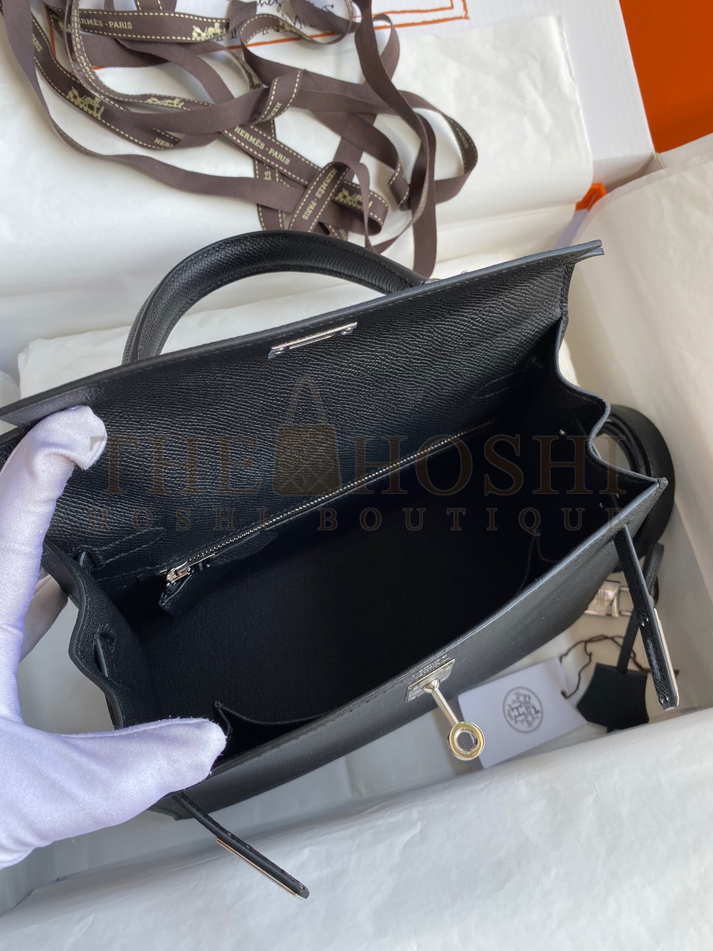 H**me5 Epsom Kelly 25cm Sellier Handmade Black Bag Master Quality