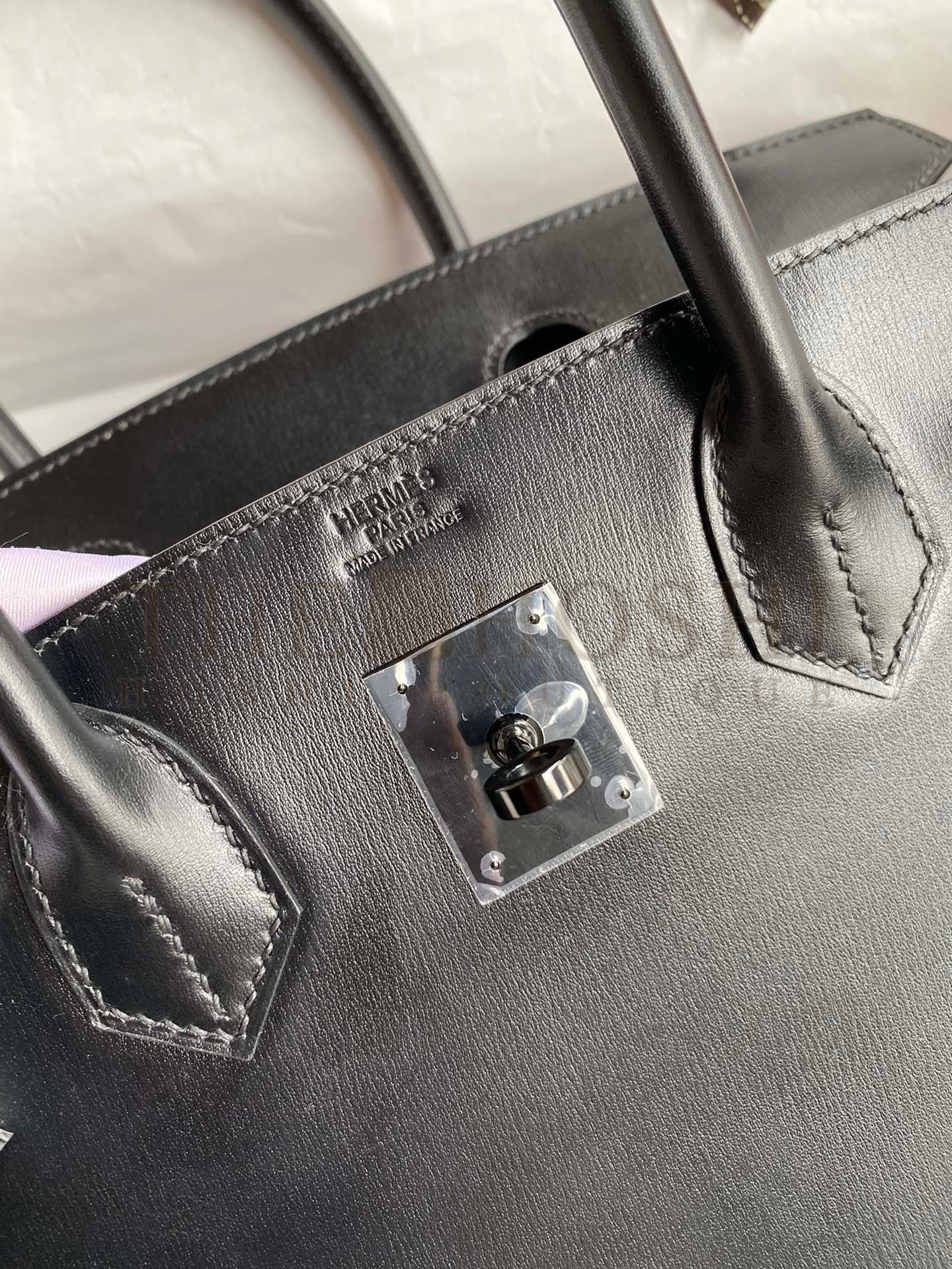 H**me5 Birkin 30 Retourne Handmade Bag In Black Box Calfskin Master Quality