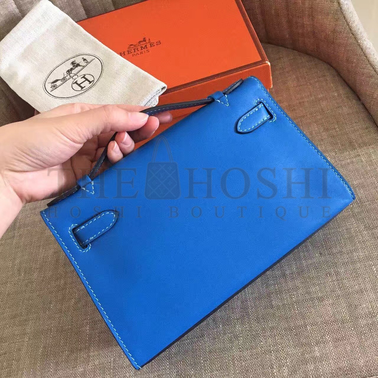 H**me5 Blue Kelly Pochette Swift Handmade Bag Master Quality