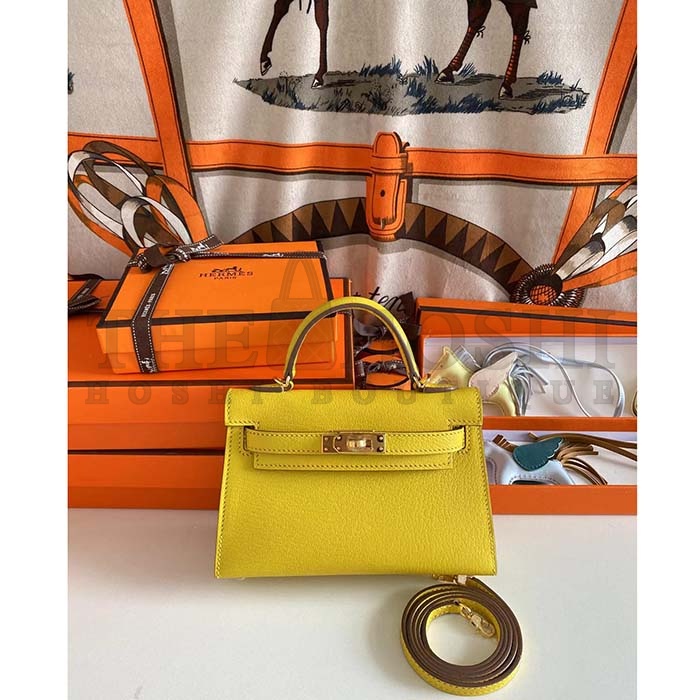 H**me5 Women Mini Kelly 20 Bag Suede Leather Gold Hardware-Gold Master Quality
