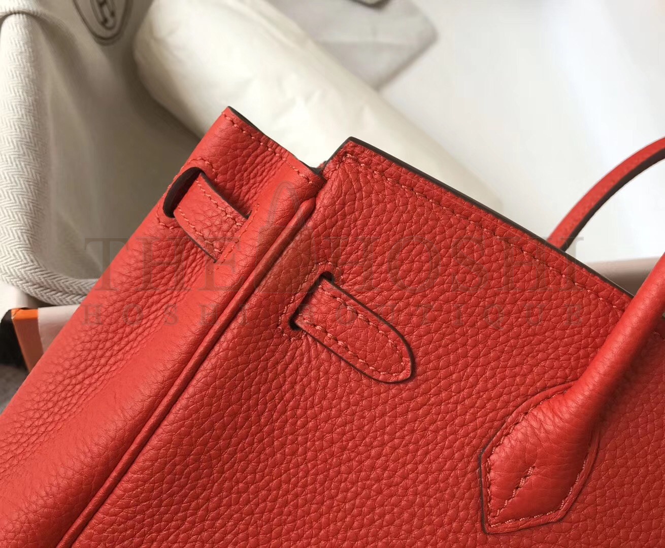 H**me5 Birkin 25 Bag In Red Clemence Leather with GHW Master Quality