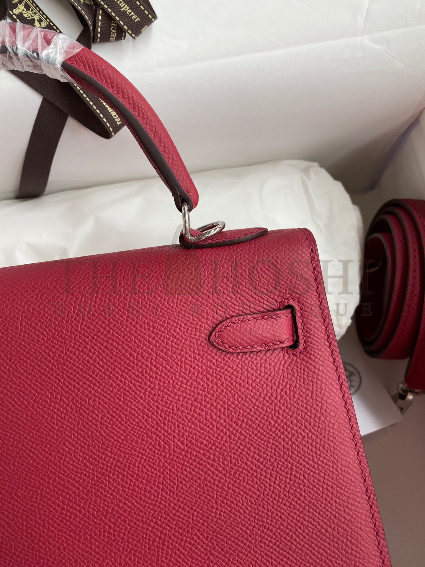 H**me5 Kelly Sellier 25 Handmade Bag In Ruby Epsom Calfskin Master Quality