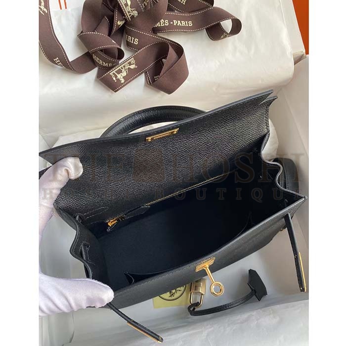 H**me5 Women Kelly Sellier 32 Bag in Togo Leather with Gold Hardware-Black Master Quality