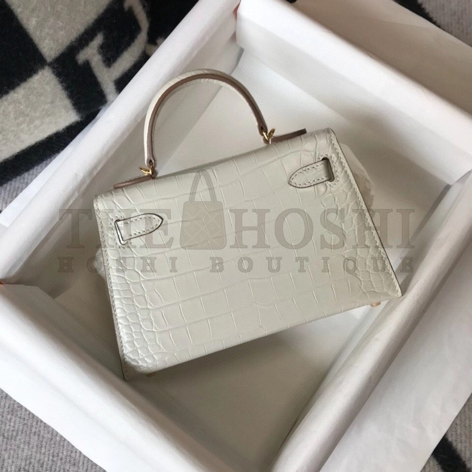 H**me5 Kelly Mini II Bag In Beton Embossed Crocodile Calfskin Master Quality